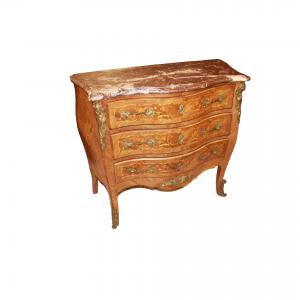 French Louis XVI Style Chest of Drawers Richly Inlaid 19th Century